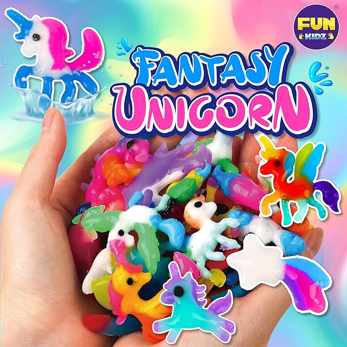 Unicorn Magic Grow Aqua Elves Kit, FunKidz Magical Water Elf Toys for Kids with 25 Colors Gel 16 Unicorn Molds to Make Over 100 Water Pets Crafts for Girls Boys Ages 3+