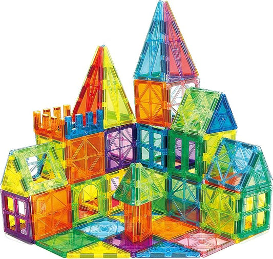Magnetic Tiles, 63PCS Magnetic Blocks for Kids, Magnet Building Set, Construction Building Set,STEM Sensory Educational Toys Gift for Toddlers Kids 3 4 5 6 7 8 9 Year Old