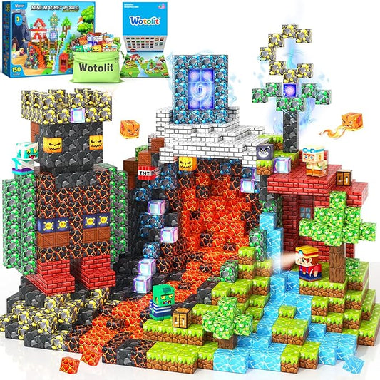 Magnetic Blocks Toys, Build Mine Magnet World Set, Magnetic Tiles Building for Boys & Girls Age 4-8 5-7, STEM Montessori Sensory Toys for Toddlers Kids Gifts