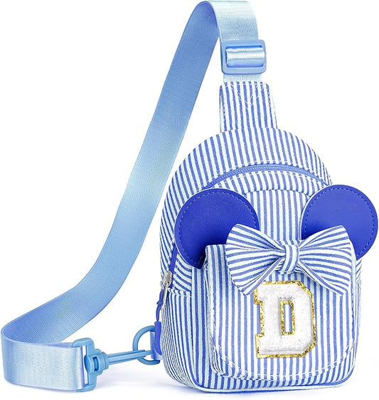Birthday Gifts for Kids, Small Sling Bag, Birthday Gifts for 3 4 5 6 7 8 9 Year Old Girl Kids Blue Initial Sling Bag Personalized Purses for Girls Sister Daughter Gift (Blue D)