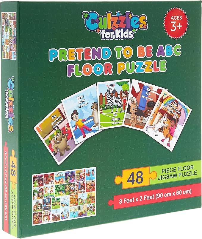 Pretend to Be ABC Floor Puzzle 48 Piece Extra Large Jigsaw Floor Puzzle for Ages 3 and up Learn Through Movement Animals Uppercase & Lowercase Letters Celebrate Diversity for Girls & Boys