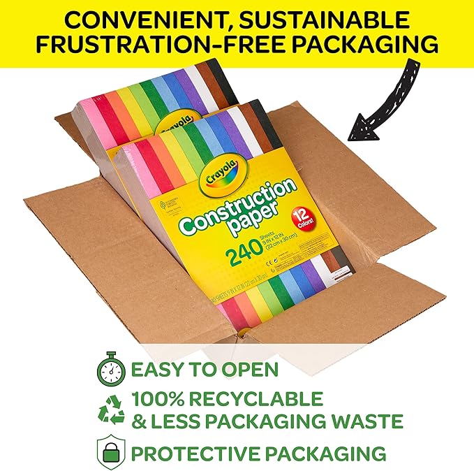 Crayola Construction Paper - 480ct (2pck), Bulk Teacher Supplies, Back to School Essentials For Kids, Classroom Must Have, Arts & Crafts Art Paper