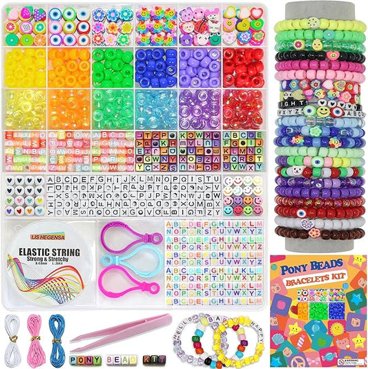 LIS HEGENSA Pony Beads Bulk,Kandi Kit for Necklace Jewelry Making Hair Braiding,Bracelets Making Kits,Hair Bead,Bracelet Beads,Plastic Bead for Crafts Braids Girls (12 Color,900PCS)
