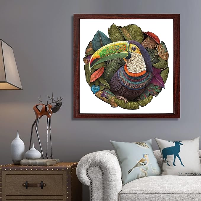 Mys Aurora Unique Wooden Jigsaw Puzzles - Mandala Parrot, 500 Pcs King Size 16.5'' x 16.4'', Luxurious Shaped Wood Puzzle, Beautiful Package, Best Gift for Adults and Kids, Family Game