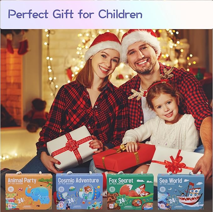 PhoenixtreeMoon Large Floor Puzzles for Kids Ages 4–6, 4-in-1 Educational Storytelling Jigsaw Puzzles – Animal, Sea, Space Themes for Boys and Girls