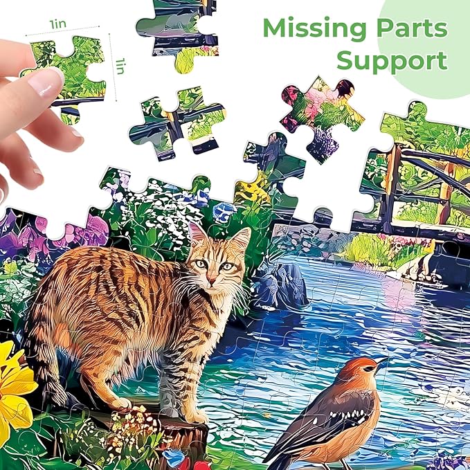 300 Pieces Puzzles for Adults,Snow Mountain House Flowers Birds Truck Themed Puzzle,Large Puzzle Pieces for Seniors,Cats Jigsaw Puzzles for Kids Ages 8-10,Puzzles for Family Game Nights,20.5 x 15 in