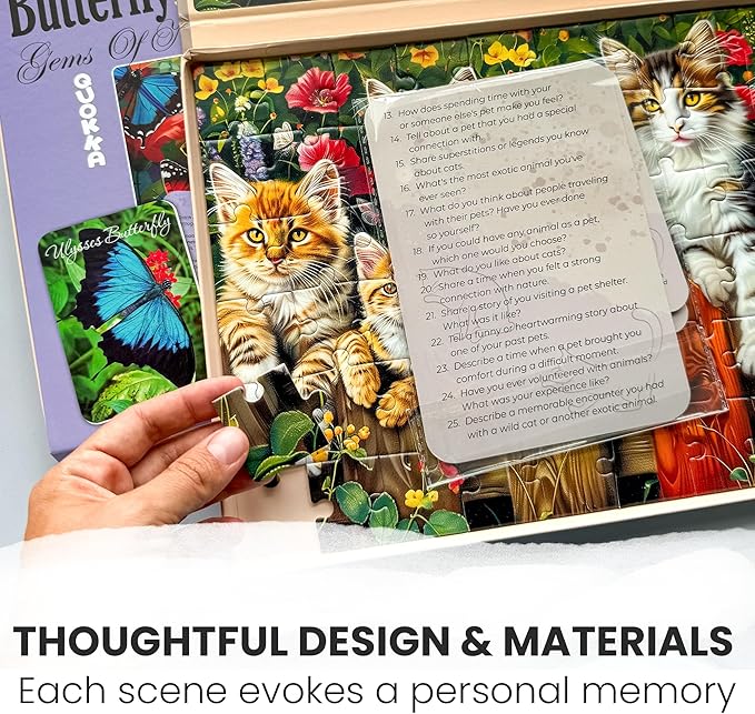 QUOKKA 60 Pieces Dementia Puzzles for Elderly - 3SET Large Piece Puzzles for Seniors - 9 Memory Flashcards with Facts I 25 Discussion Prompts per Puzzle - Alzheimer's Activities Products for Elderly