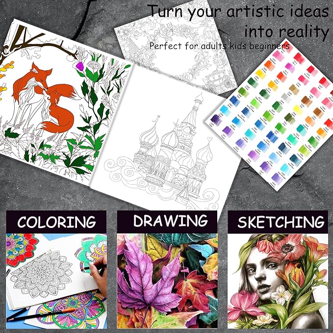 KALOUR Premium 144 Drawing Pencil Set,including 120 Colored Pencils and 24 Sketch Kit,Art Pencil Kit in Zippered Travel Case, for Drawing,Sketching and Coloring,Ideal for Beginner,Artists and Adults