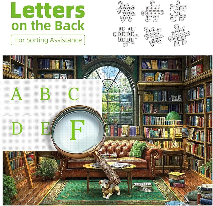 Reading Room 1000 Piece Puzzle for Adults Unique Book Room Puzzles for Adults 1000 Pieces Library Bookshelf Jigsaw Puzzles 1000 Pieces Family Challenging Puzzle (27.5"x19.6")