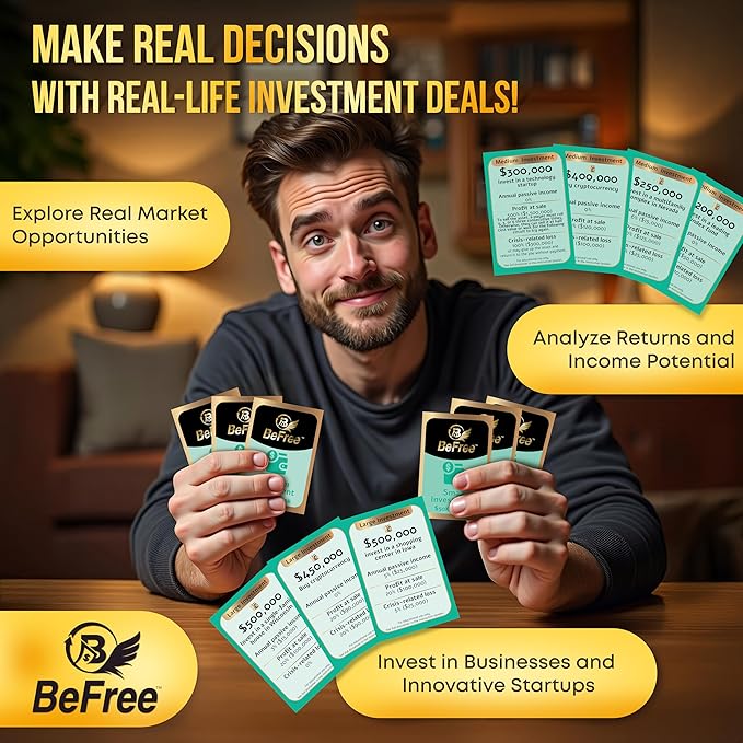 BeFree Strategy & Financial Literacy Board Game – for Family & Teens with Fun Learning | Earn Money, Manage Cash Flow & Payday | Pay Deals, Invest in Real Estate & Stocks Assets (BeFree)