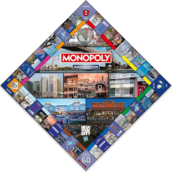 Monopoly Board Game Queens NY Edition : 2-6 Players Family Board Games for Kids and Adults, Board Games for Kids 8 and up, for Kids and Adults, Ideal for Game Night