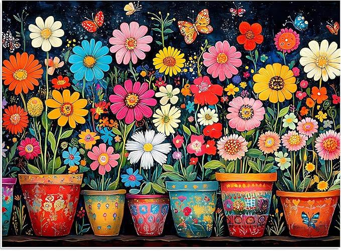 500 Piece Jigsaw Puzzle for Adults - Colorful Flower Puzzle 500 Pieces for Adults Elderly Kids, Recycled Cardboard Challenging Puzzle Perfect for Game Nights - Finished Size is 20.5 x 15 Home Decor