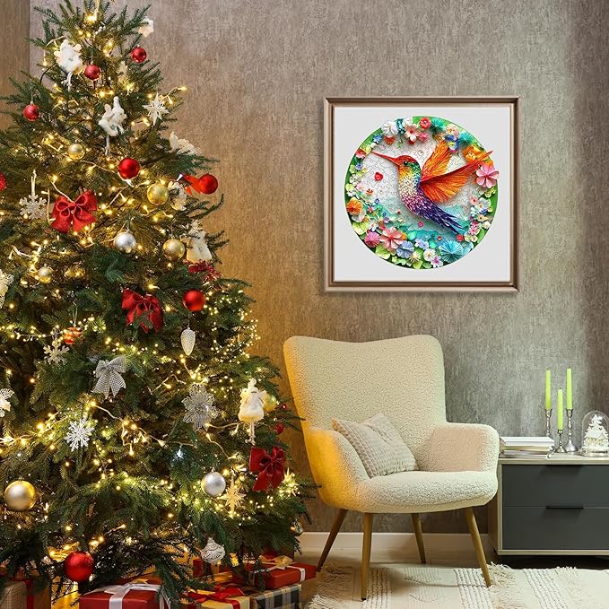 Wooden Puzzles for Adults - Hummingbird Wooden Jigsaw Puzzle - Unique Shape 3D Vision Wood Puzzles Adult - Christmas Birthday Gifts for Adults/Friends/Family - 210pcs 11.4 * 11.3in