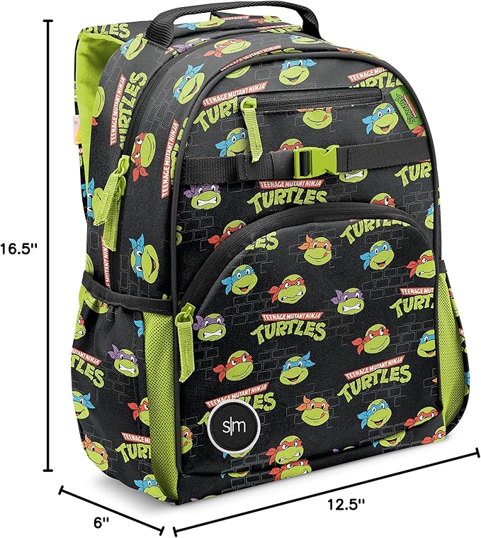 Simple Modern Large Nickelodeon Viacom Kids Backpack for School Girls and Boys | Elementary Backpack for Teen | Fletcher Collection | Kids - 16" tall | TMNT Turtles Unite