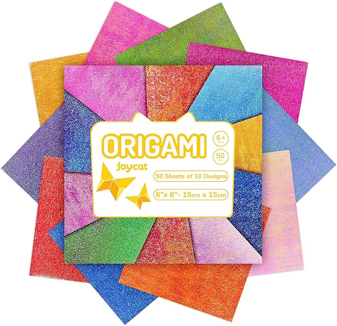 Textured Origami Paper 6x6 Inches - 50 Sheets Durable and tear-resistant with Artistic Patterns - Premium Craft Paper for Beginners & Experts, Ideal for Scrapbooking, Card Making and DIY Crafts