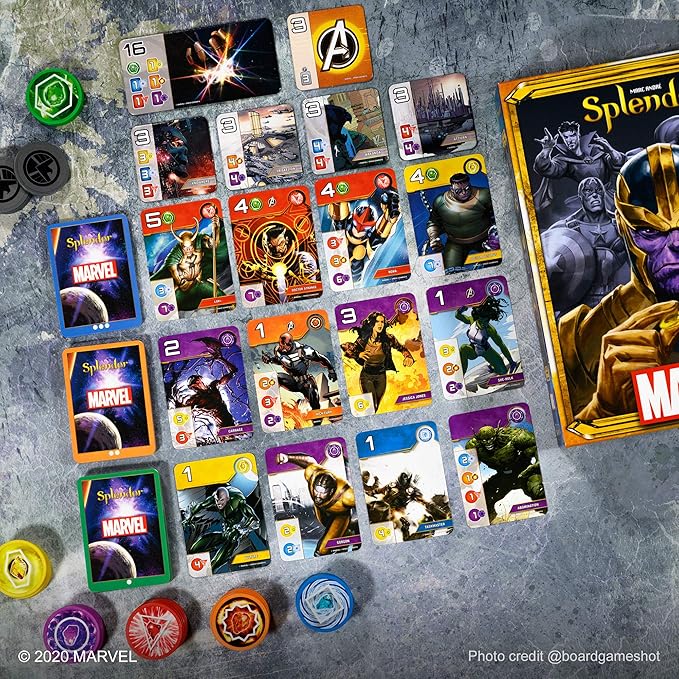 Asmodee Marvel Splendor Board Game - Unite Heroes and Gems in an Epic Strategy Adventure, Family Game for Kids and Adults, Ages 10+, 2-4 Players, 30 Minute Playtime