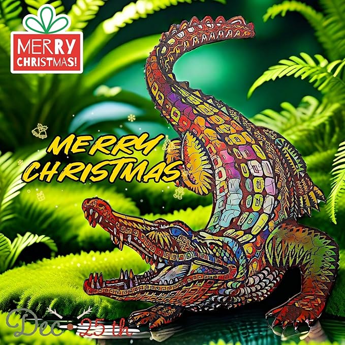 Wooden Jigsaw Puzzle for Adults,Unique Crocodile Animals Shaped Magic Pieces Family Game Best Gift Adults,Can be Used as a Cool Mouse Pad, 164pcs,(11.5x9.5 inches) 02…