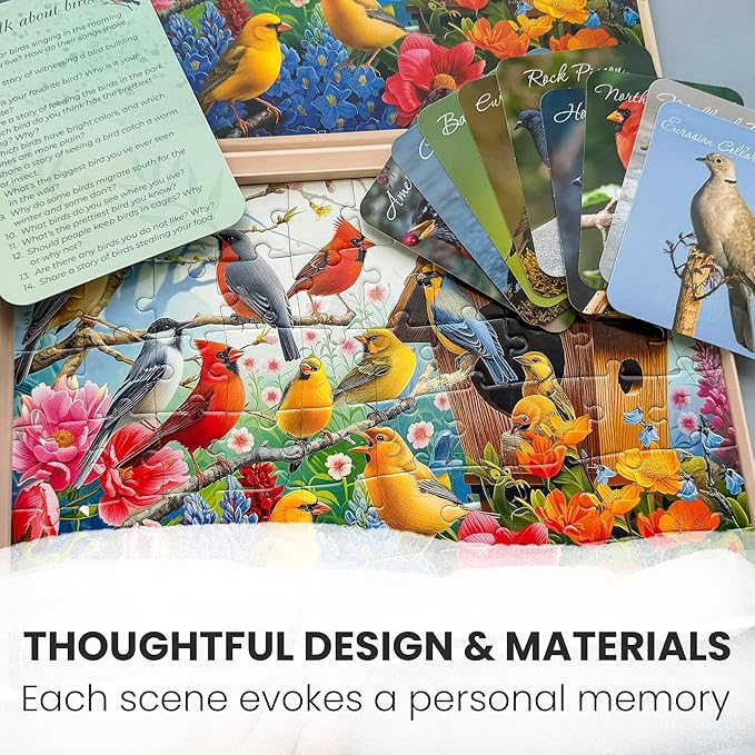 QUOKKA 60 Pieces Dementia Puzzles for Elderly - 3SET Large Piece Puzzles for Seniors - 9 Memory Flashcards with Facts I 25 Discussion Prompts per Puzzle - Alzheimer's Activities Products for Elderly