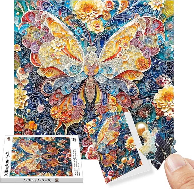 ALL4JIG Butterfly Fun Jigsaw Puzzles for Adults and Kids, 500 Pieces, 15.98" x 15.98", Christmas Secret Santa Gift, White Elephant Gifts, Number Partitioned for Easy Solving