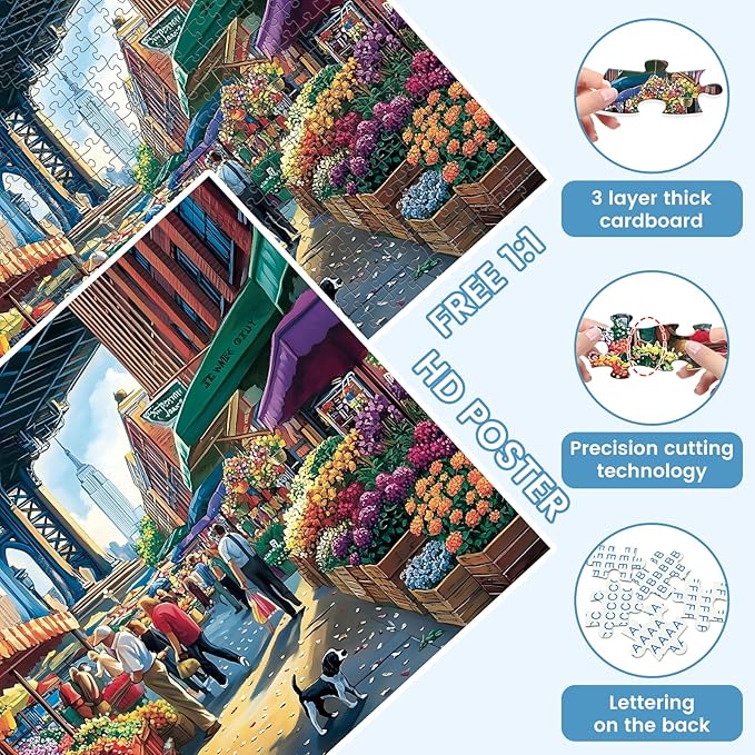 500 Pieces Landscape Puzzles for Adults, Flowers Puzzle for Adults Children, City Puzzle 500 Pieces, Gift for Birthday, Home Decor, Fun for Family Entertainment(20.5 * 15 in)