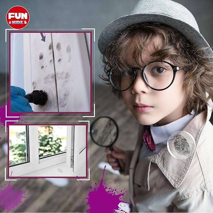 Detective Fingerprint Kit for Kids Ages 8-12, FunKidz Spy Gear Pretend Play STEM Science Kit Project with Crime Scene Investigations Educational Class Tools for Boys Girls