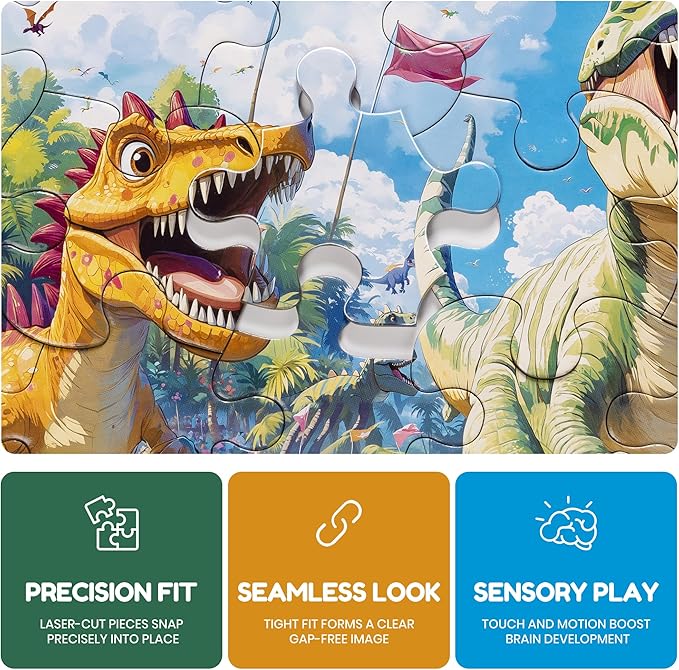 Puzzles for Kids Ages 4-6, Dinosaur Puzzle, Running Dinosaur Puzzle for Kids Ages 3-5, 48 Piece Puzzles for Kid 3 4 5 6 7 8 Year Old, Toddler Children Puzzles Educational Toys for Boys and Girls
