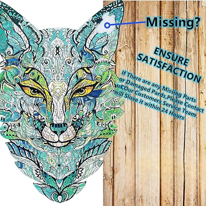 Wooden Jigsaw Puzzle for Adults,Unique Fox Wolf Animals Shaped Magic Jigsaw Puzzle Pieces Best Gift for Adults,Can be Used as a Cool Mouse Pad,132pcs,(12x8 inches) Large