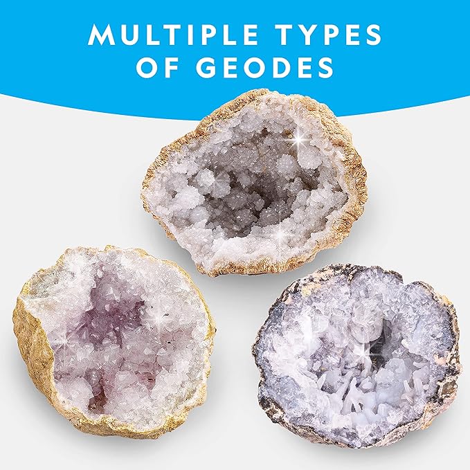 National Geographic Break Open 5 Jumbo Geodes - Earth Science Kit with 5 Premium, Extra-Large Geodes with Crystals, Goggles & Display Stands, Science Gifts, Fun Stuff for Kids (Amazon Exclusive)