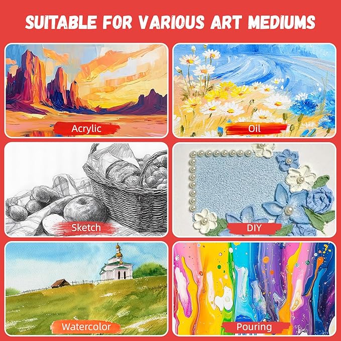 Simetufy Canvas Boards for Painting 8x10 120 Pack Primed Acid Free Small Blank Cotton Canvas Panels for Acrylic Watercolor Gouache Oil Paint