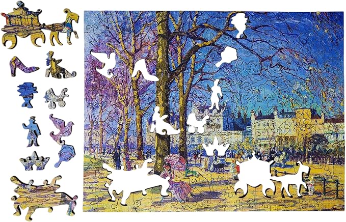 Wooden Puzzle for Adults - Uniquely Shaped Pieces - Made in The USA by FoxSmartBox - 172 Pieces - Hyde Park