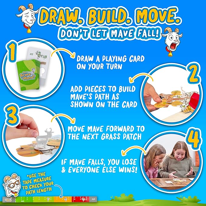 How Brave is Mave? - The First Table-Edge Stack Game, Card-Balancing, Goat-Saving Mayhem - Great for Family Game Night, Ages 6-99, Competitive and Collaborative - Laugh, Stack, and Topple