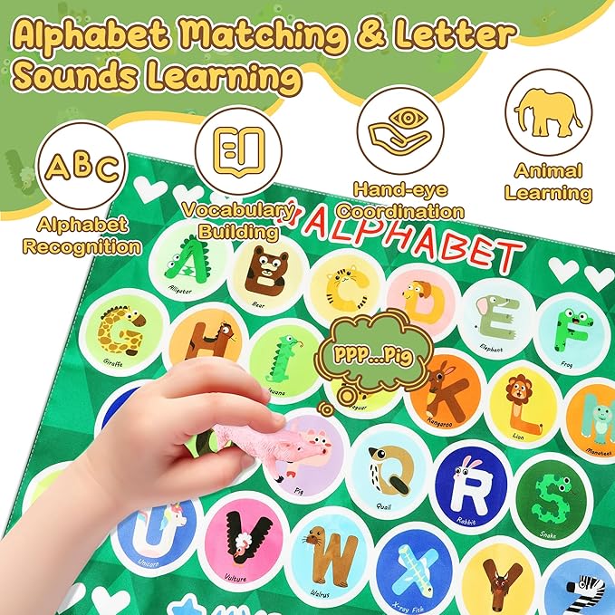 Alphabet Mystery Box for Kids - Alphabet Learning Toy with 26 PCS Animal Figurines Letter Matching Game Montessori Educational Toy Preschool Kindergarten Gift for Toddlers Ages 3-8