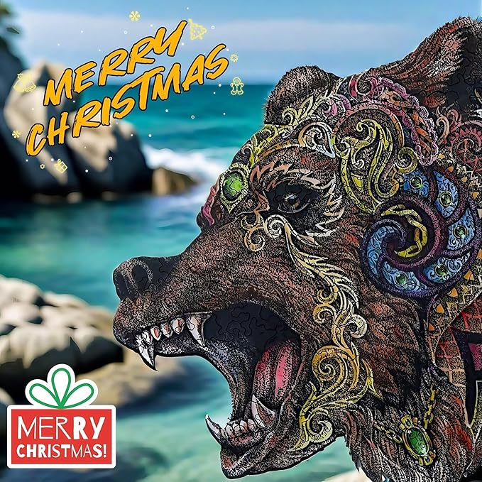 Wooden Jigsaw Puzzle for Adults,Bear Animals Shaped Magic Puzzle Pieces Best Gift for Adults,Can be Used as a Cool Mouse Pad,233pcs,(13.77 * 13.58 inches)