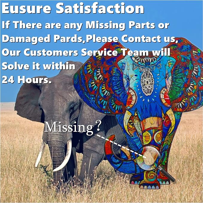Wooden Jigsaw Puzzle for Adults,Unique Elephant Animals Shaped Magic Jigsaw Puzzle Pieces Best Gift for Adults,Can be Used as a Cool Mouse Pad, 150pcs,(9.5x9.5 inches) Large…