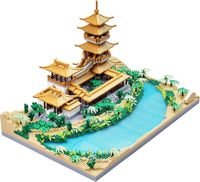 Chinese Architecture Micro Building Blocks Crescent Moon Spring Collection Model for Display for Adults Decorative Creative Toy Present for Age of 14+ 3350 PCS