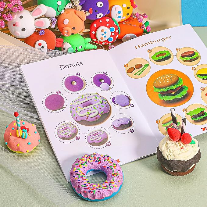 ifergoo Air Dry Clay Kit for Kids - 60 Colors Magic Modeling Clay, Ultra Light, Safe & Non-Toxic, DIY Art & Craft Molding Toy with Tools, Birthday&Christmas Gift for Age 3-12 Years Old Boys Girls