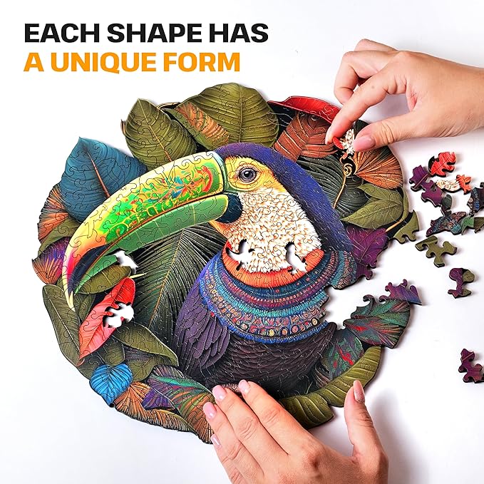 ESC WELT Wooden Toucan Puzzle 300 Pieces - Captivating Mind Entertainment for Teens and Adults - Fun and Environmentally Friendly Toy - Wooden Puzzle