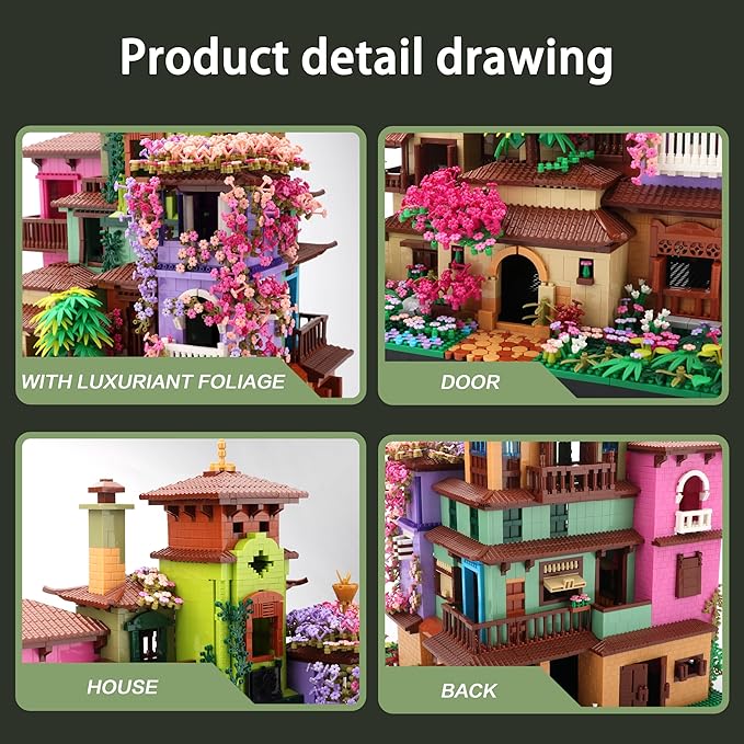Architecture Cherry Blossom Villa Tree House Micro Building Blocks Set for Girls 14+ 7080PCS, Flower House Creative Collectible Models Gift for Adults