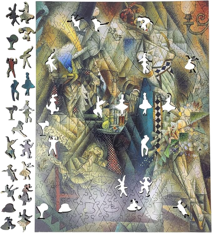 Wooden Puzzle for Adults - Uniquely Shaped Pieces - Made in The USA by FoxSmartBox - 325 Pieces - Dancer in a Cafe