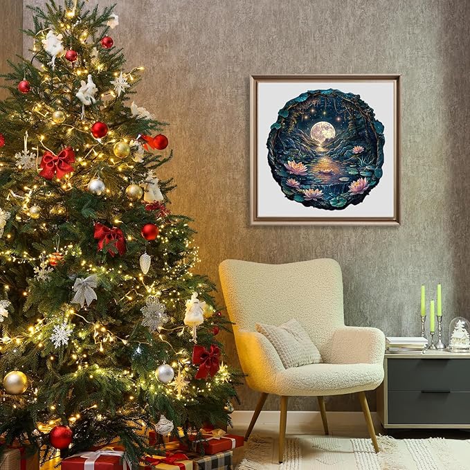 Wooden Puzzles for Adults - Moon Lotus Wooden Jigsaw Puzzle - Unique Animal Shaped Wood Puzzles Adult - Christmas Birthday Gifts for Adults/Friends/Family - 200pcs 11.4 * 11.1in