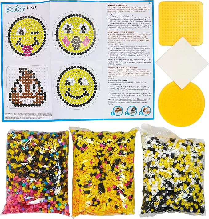 Perler Beads Emoji Bucket 8500pc, 6.5''L x 6.5''W x 6''H