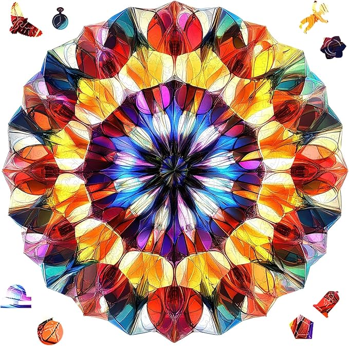 Ruikiyart Wooden Puzzles for Adults, 5MM 200 Pieces Crystal Wooden Jigsaw Puzzles, Gem Puzzle Unique Shaped for Adults and Kids on Birthday, Thanksgiving, Christmas, Family Puzzle Games(11.3''x11.2'')