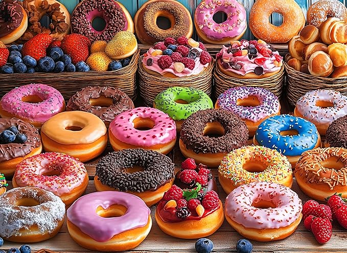 500 Piece Puzzles for Adults Flavorful Donuts 20.5 x 15 Inch 500 Large Piece Jigsaw Puzzles for Kids Adults Puzzles 500 Pieces for Adults Holiday Educational Challenge Toy
