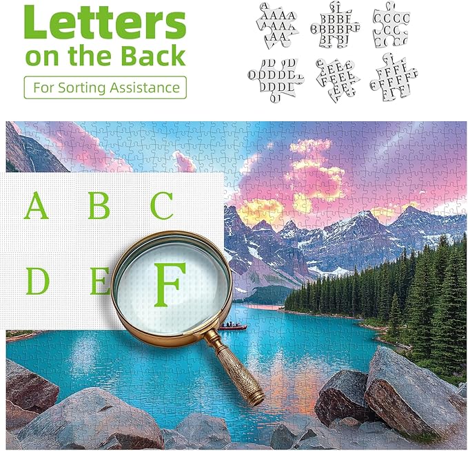 Blueforest Moraine Lake 1000 Piece Puzzle for Adults - Canadian Rockies National Park Jigsaw Puzzle, Challenging Landscape Art Gift with Poster, 27.5x19.7 Inch Wall Decor