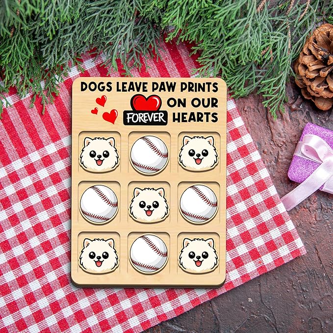 Personalized Dog XO Board Game, Personalized Cute Dog Wooden Noughts and Crosses Game, Pet Table Decor Road Trip Travel Game for Family (Dog 3)