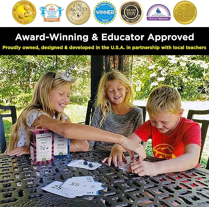 335 Multiplication & Division Flash Cards (Award Winning) 1 Fact Per Card with Visual Aids – All Facts 0–12 + Dice, Games & Charts – Grades 2–6, Homeschool & Classroom Learning