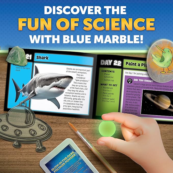 Blue Marble Glow In The Dark Advent Calendar 2025 – Christmas Countdown Calendar with 24 Science Activities, Experiments & Animal Figures | Fun & Educational Kids Advent Calendar