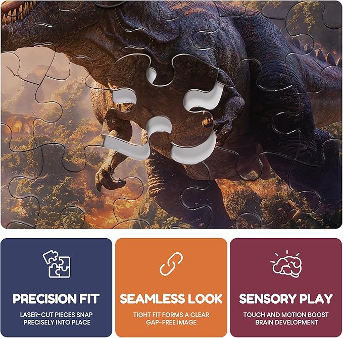 Puzzles for Kids Ages 4-6, Dinosaur Puzzle, Tyrannosaurus Rex Dinosaur Puzzle for Kids Ages 3-5, 48 Piece Puzzles for Kid Jurassic Park, Toddler Puzzles Educational Toys for Boys and Girls
