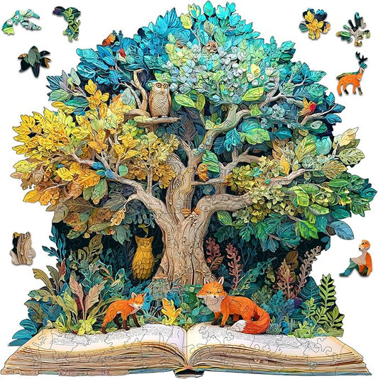 Wooden Puzzles for Adults 500 Pieces, Tree of Life Wooden Jigsaw Puzzles, Unique Shaped Puzzle Gift for Adults and Kids on Birthday, Challenging Family Puzzle Games(16.5“*16.6")