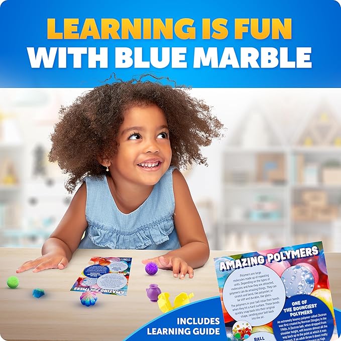 Blue Marble Bouncy Ball Science Kit - Make Up to 45 Glow in The Dark Bouncy Balls for Kids with 6 Colors & 5 Mold Shapes, DIY STEM Projects, Science Kit for Kids, Kids Science Projects, Ball Maker